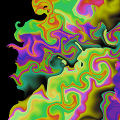 abstract colorful background with paint color splashes curls swirls waves nature marble acid trippy 