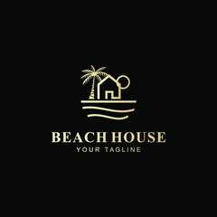 Beach house vector logo