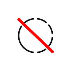 circle with a red line obliquely cutting the middle