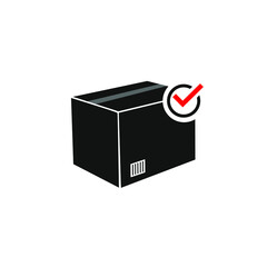 shipping box with a tick in the top corner
