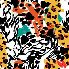 Tribal Zebra Spot Vector Seamless Pattern. Trendy