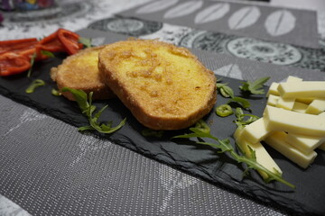 Egg Bread Toast French Toast cheese pepper arugula