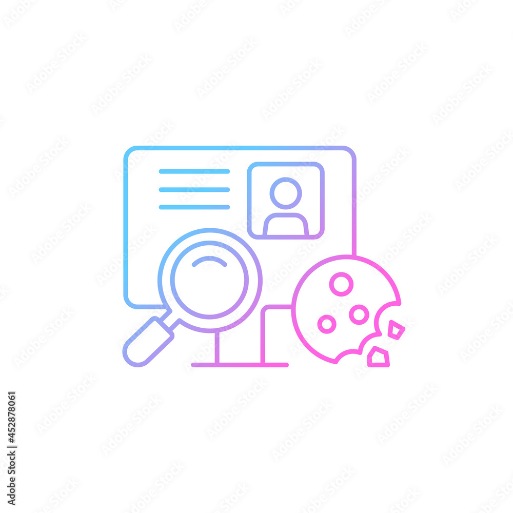 Aufkleber cookie id gradient linear vector icon. internet cookies. unique identifier. user experience on websi