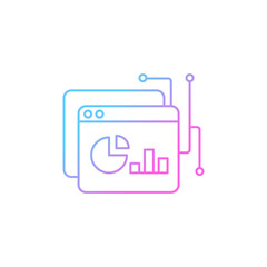 Data intelligence platform gradient linear vector icon. Analytical tools. Data management. Company operations. Thin line color symbol. Modern style pictogram. Vector isolated outline drawing
