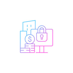 Fototapeta premium Material nonpublic information gradient linear vector icon. Security trading. Cybersecurity risks prevention. Thin line color symbol. Modern style pictogram. Vector isolated outline drawing