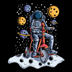 astronaut cycling in space