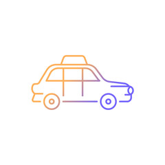 Fototapeta na wymiar London cab gradient linear vector icon. Hackney carriage. Minicab service. Public transportation. Black cab. Thin line color symbol. Modern style pictogram. Vector isolated outline drawing