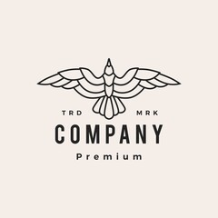 seagull roar fly top view hipster vintage logo vector icon illustration