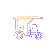 Bicitaxi gradient linear vector icon. Tourists transportation. Bicycle taxi. Commercial vehicle with three wheels. Thin line color symbol. Modern style pictogram. Vector isolated outline drawing