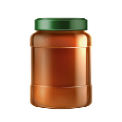 Chocolate Or Peanut Butter Blank Bottle Vector. Dairy Butter Product Jar Packaging, Groundnut Paste. Natural Bio Milk Grocery Production Fat Ingredient Mockup Realistic 3d Illustration