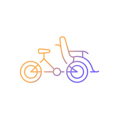 Cyclo taxi gradient linear vector icon. Three-wheel bicycle for passenger transportation. Tourist attraction. Thin line color symbol. Modern style pictogram. Vector isolated outline drawing