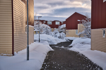 Winter time in Bifröst village in Iceland