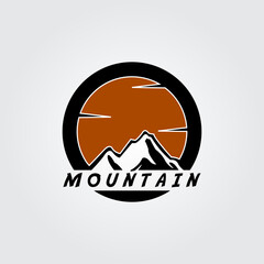 sunset on the mountain logo vector emblem illustrator design graphic