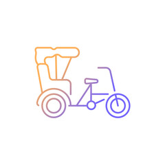Fototapeta na wymiar Sanlunche gradient linear vector icon. Chinese rickshaw. Short distance traveling. Transportation service. Thin line color symbol. Modern style pictogram. Vector isolated outline drawing