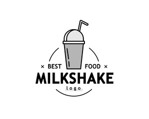 Milkshake vector label logo template 