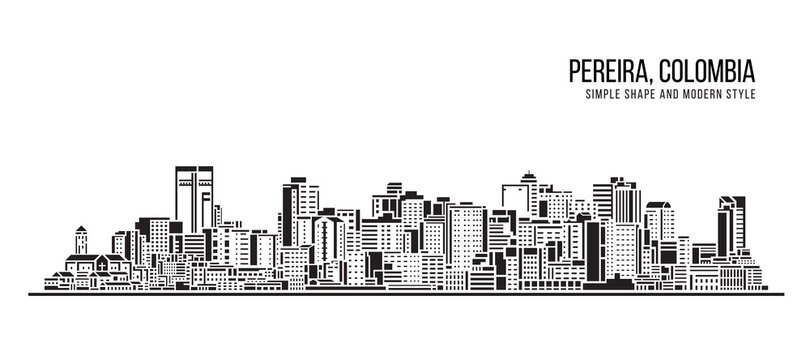 Cityscape Building Abstract Simple shape and modern style art Vector design - Pereira, Colombia