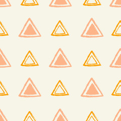Vector Pastel Yellow Pink Triangles seamless pattern background perfect for fabric, scrapbooking, wallpaper, web and graphic projects. 