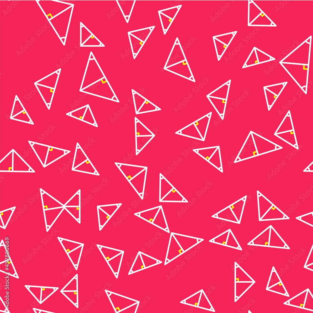 Aufkleber line angle bisector of a triangle icon isolated seamless pattern on red background. vector