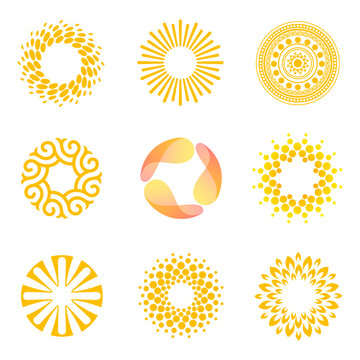 Set of vector logo design template. Sun abstract icons.