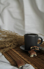 a cup of morning invigorating coffee. the aesthetics of morning coffee