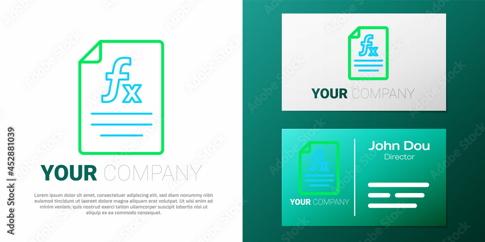 Poster line function mathematical symbol icon isolated on white background. colorful outline concept. vecto