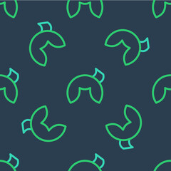 Line Chinese fortune cookie icon isolated seamless pattern on blue background. Asian traditional. Vector