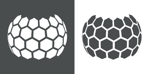 Logotipo honey. Colmena de hexágonos en esfera en fondo gris y fondo blanco © teracreonte