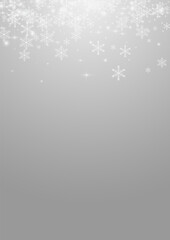 White Snowfall Vector Grey Background. Overlay