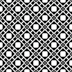 Flower geometric pattern. Seamless vector background. White and black ornament. Ornament for fabric, wallpaper, packaging. Decorative print 
