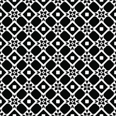 Flower geometric pattern. Seamless vector background. White and black ornament. Ornament for fabric, wallpaper, packaging. Decorative print 