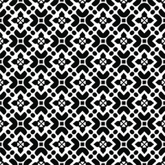 Flower geometric pattern. Seamless vector background. White and black ornament. Ornament for fabric, wallpaper, packaging. Decorative print 