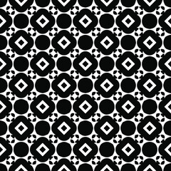 Flower geometric pattern. Seamless vector background. White and black ornament. Ornament for fabric, wallpaper, packaging. Decorative print 