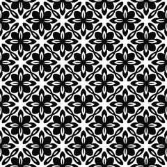 Flower geometric pattern. Seamless vector background. White and black ornament. Ornament for fabric, wallpaper, packaging. Decorative print 