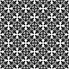 Flower geometric pattern. Seamless vector background. White and black ornament. Ornament for fabric, wallpaper, packaging. Decorative print 