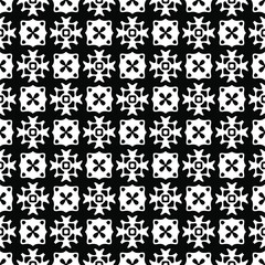Flower geometric pattern. Seamless vector background. White and black ornament. Ornament for fabric, wallpaper, packaging. Decorative print 