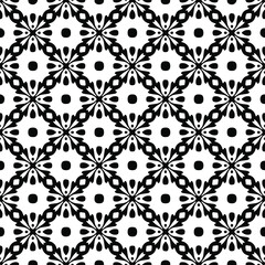 Flower geometric pattern. Seamless vector background. White and black ornament. Ornament for fabric, wallpaper, packaging. Decorative print 