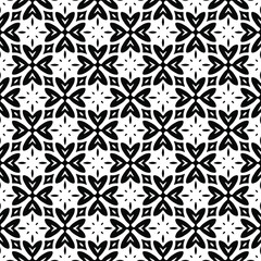 Flower geometric pattern. Seamless vector background. White and black ornament. Ornament for fabric, wallpaper, packaging. Decorative print 