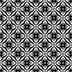 Flower geometric pattern. Seamless vector background. White and black ornament. Ornament for fabric, wallpaper, packaging. Decorative print 