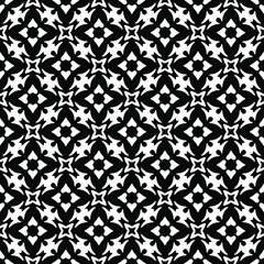 Flower geometric pattern. Seamless vector background. White and black ornament. Ornament for fabric, wallpaper, packaging. Decorative print 