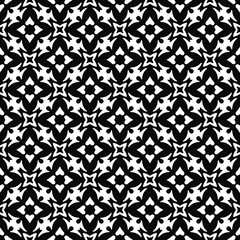 Flower geometric pattern. Seamless vector background. White and black ornament. Ornament for fabric, wallpaper, packaging. Decorative print 