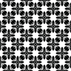Flower geometric pattern. Seamless vector background. White and black ornament. Ornament for fabric, wallpaper, packaging. Decorative print 