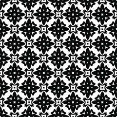 Flower geometric pattern. Seamless vector background. White and black ornament. Ornament for fabric, wallpaper, packaging. Decorative print 