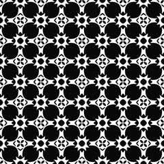 Flower geometric pattern. Seamless vector background. White and black ornament. Ornament for fabric, wallpaper, packaging. Decorative print 