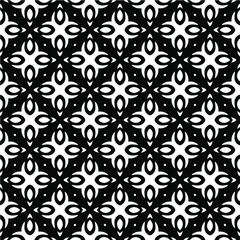 Flower geometric pattern. Seamless vector background. White and black ornament. Ornament for fabric, wallpaper, packaging. 

Decorative print
