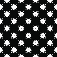 Flower geometric pattern. Seamless vector background. White and black ornament. Ornament for fabric, wallpaper, packaging. 

Decorative print

