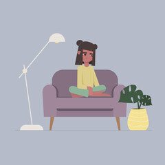 Vector girl person sitting on sofa