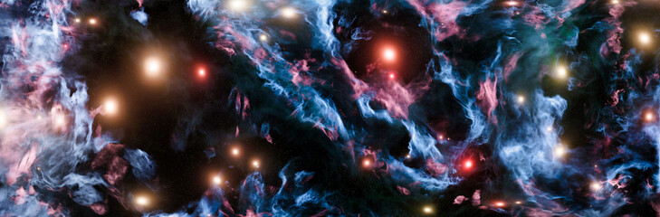 Naklejka na ściany i meble blue panoramic nebula background