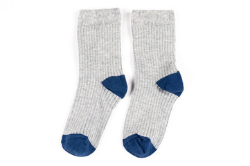 Gray baby socks isolated on white background