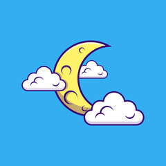 Cloud and moon icon or logo isolated sign symbol vector illustration