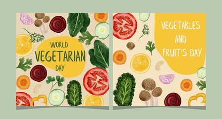 world vegetarian day social media template 